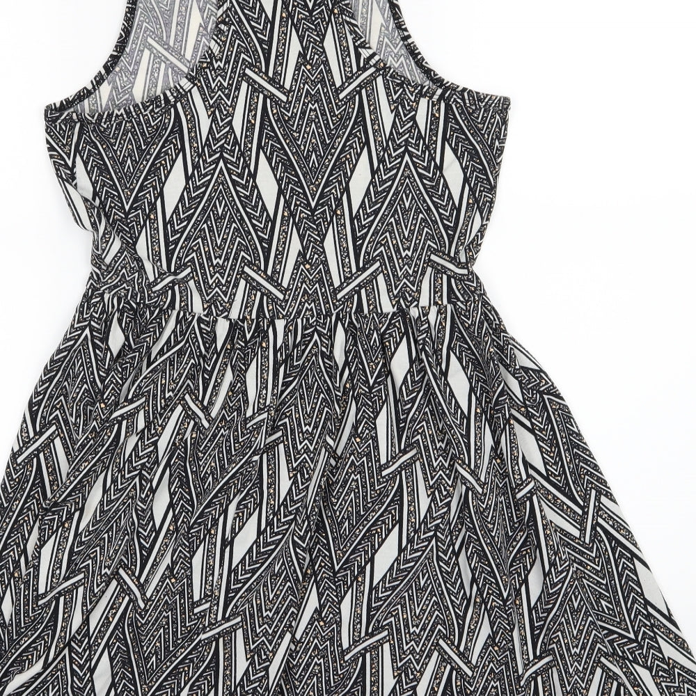 River Island Womens Grey Striped Jersey Skater Dress  Size 10