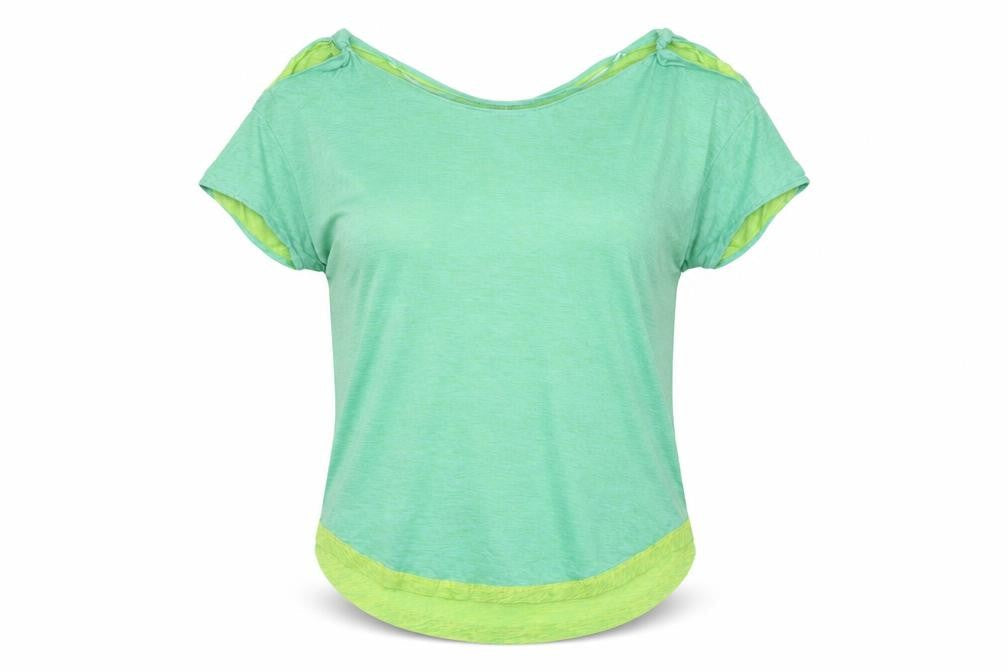 Front view of Zara women’s green basic t-shirt, size S