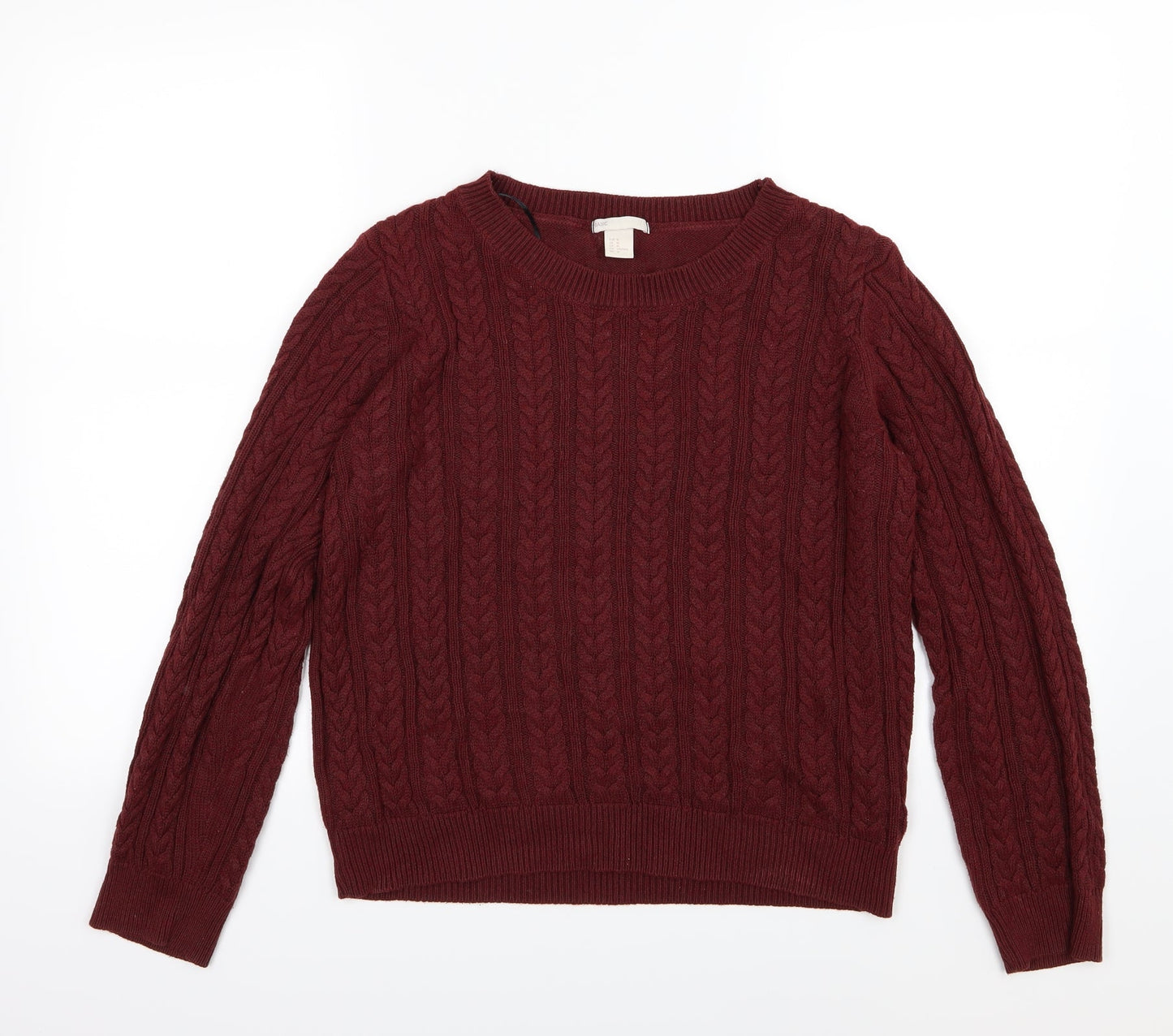 H&M Womens Red  Knit Pullover Jumper Size M