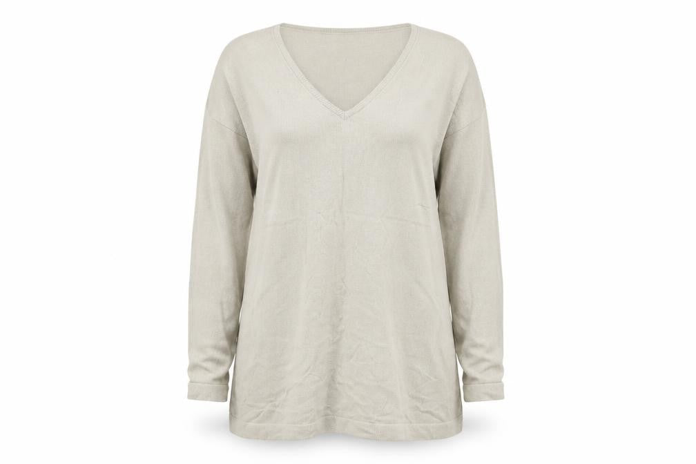Front view of Berkertex women’s beige knit jumper, size UK 14