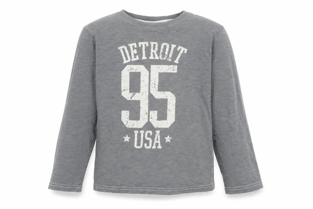 Front view of Next boys’ grey jersey basic t-shirt, size 8, years - detroit