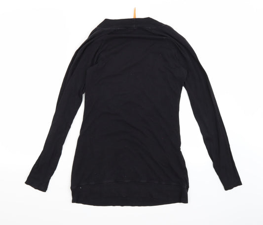Preworn Womens Black  Rayon Basic T-Shirt Size M  - Low V neck
