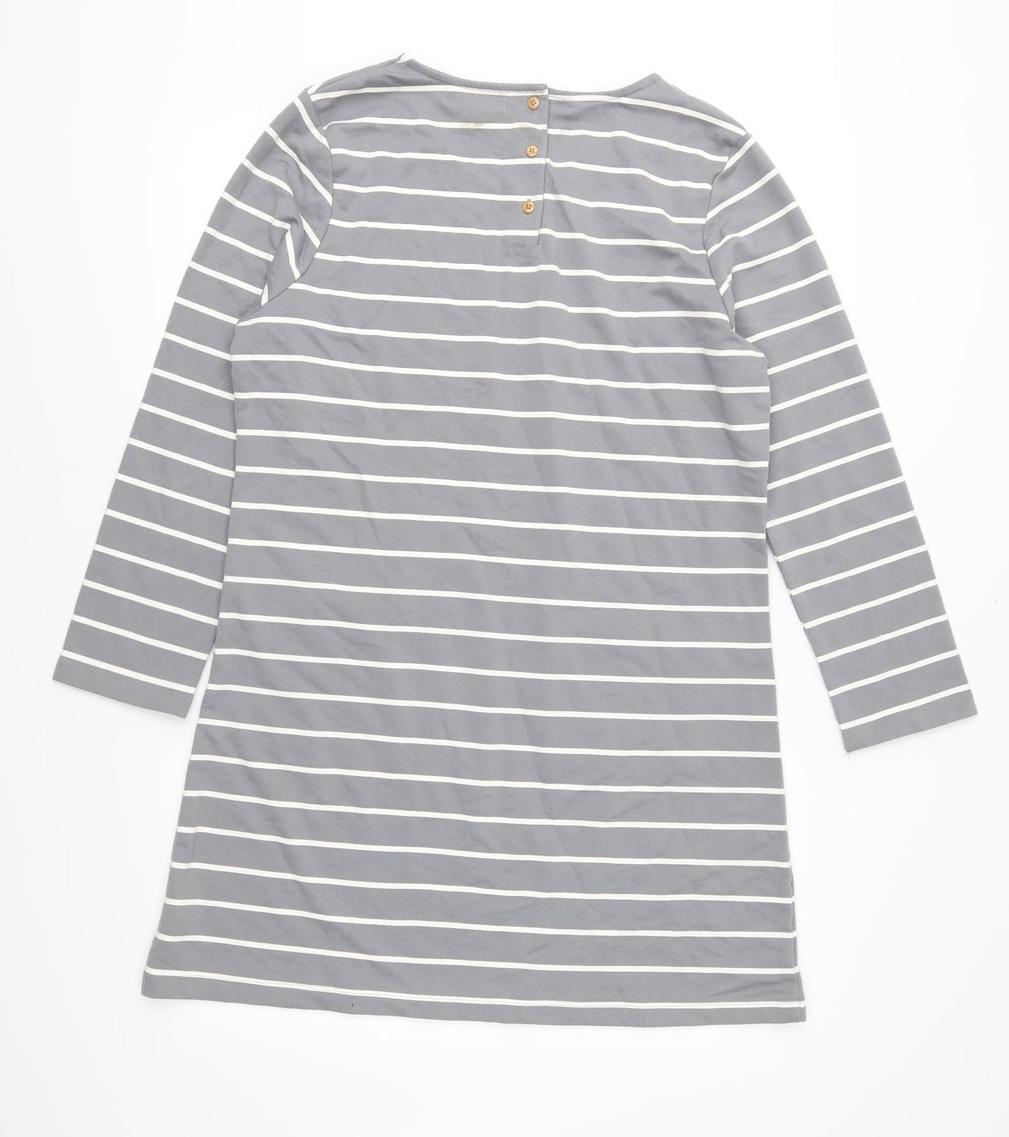 Tru Womens Grey Striped Jersey Tunic Blouse Size L