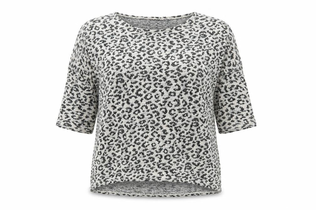 Front view of Divided women’s beige animal print knit jumper, size M