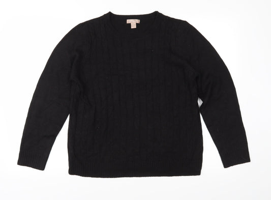 White Stag Womens Black  Knit Pullover Jumper Size L