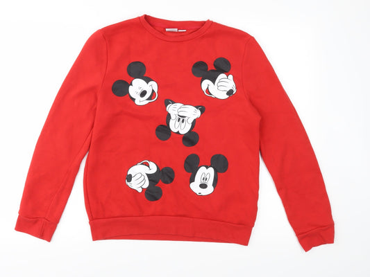 Disney Womens Red  Jersey Pullover Sweatshirt Size S  - Mickey Mouse