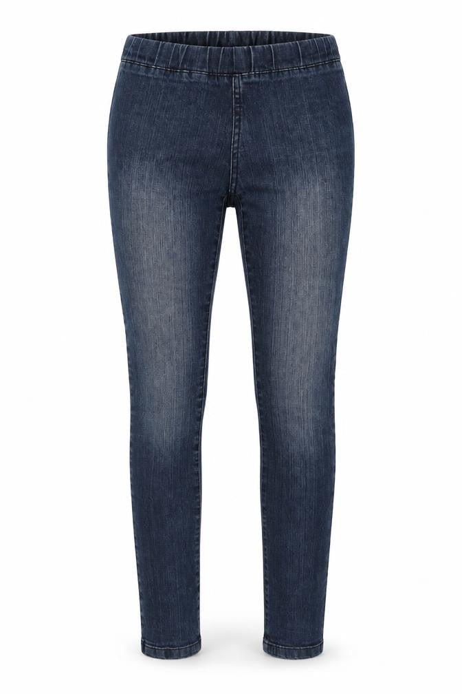 Front view of Saint Tropez women’s blue jegging trousers, size UK 36, in, 30-inch leg