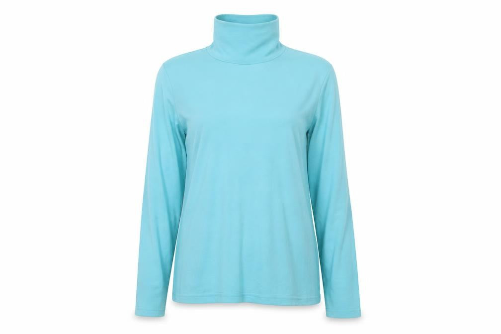 Front view of EWM women’s blue jumper, size UK 14