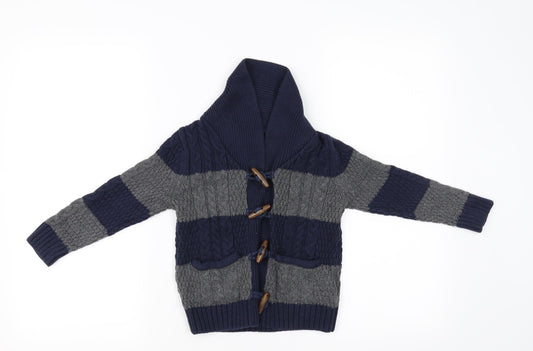 Gap Boys Blue Striped  Cardigan Jumper Size 4 Years