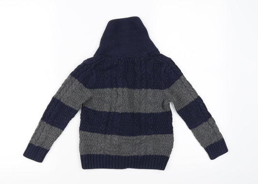 Gap Boys Blue Striped  Cardigan Jumper Size 4 Years