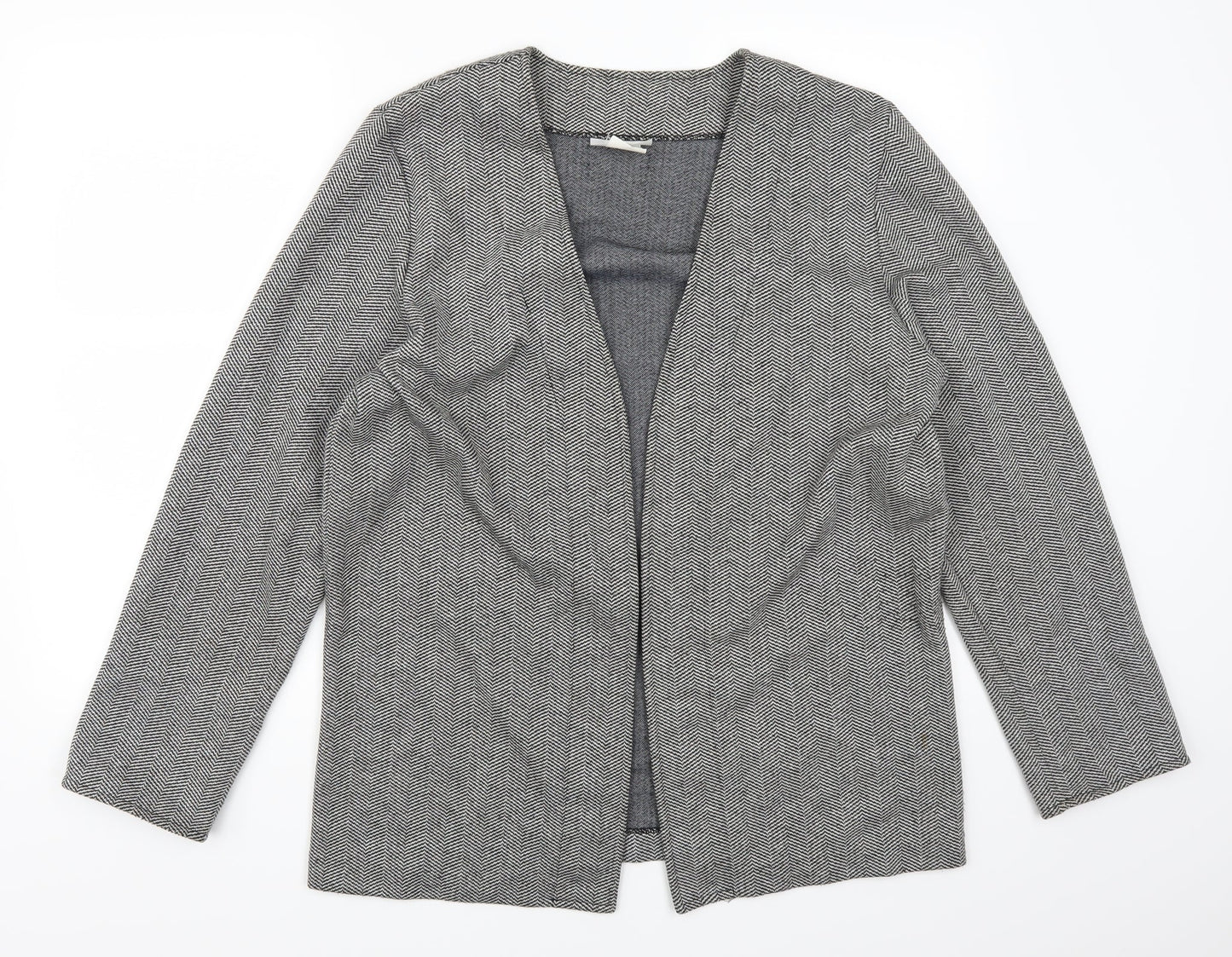Weekends Womens Grey Herringbone  Cardigan Jumper Size M