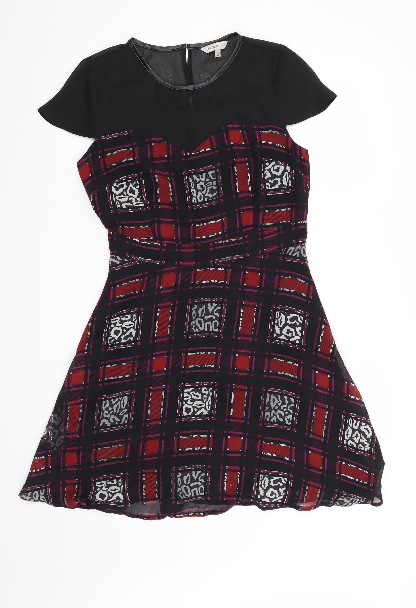 Marks and Spencer Womens Red Check  Skater Dress  Size 10