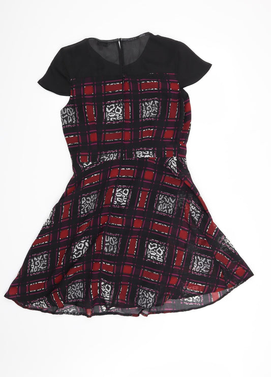 Marks and Spencer Womens Red Check  Skater Dress  Size 10