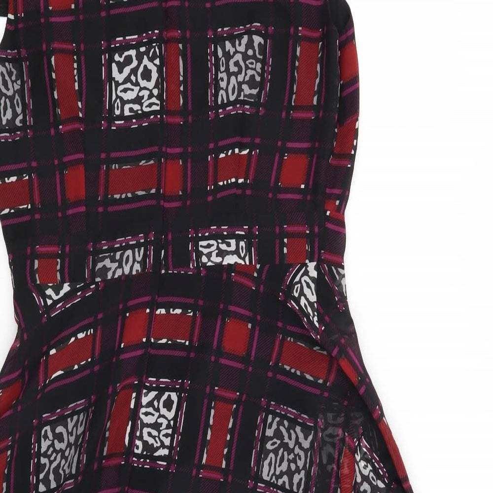 Marks and Spencer Womens Red Check  Skater Dress  Size 10