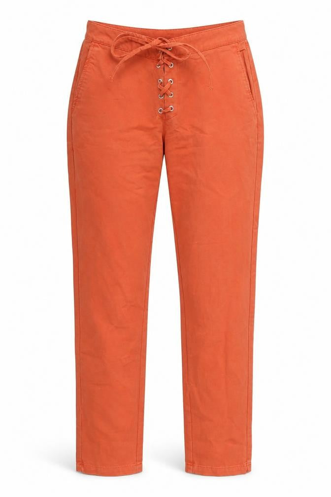 Front view of Very women’s orange straight jeans, size UK 8, 29-inch leg