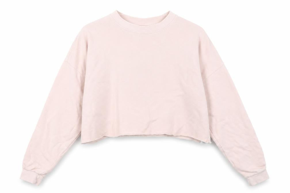 Front view of Topshop women’s pink pullover sweatshirt, size UK 6