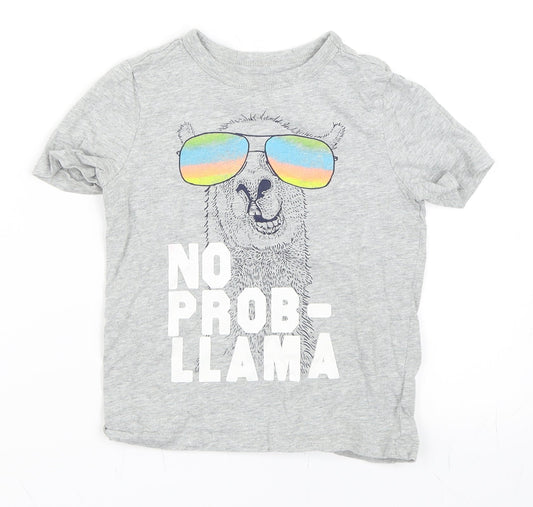 Gap Boys Grey   Basic T-Shirt Size XS  - Llama