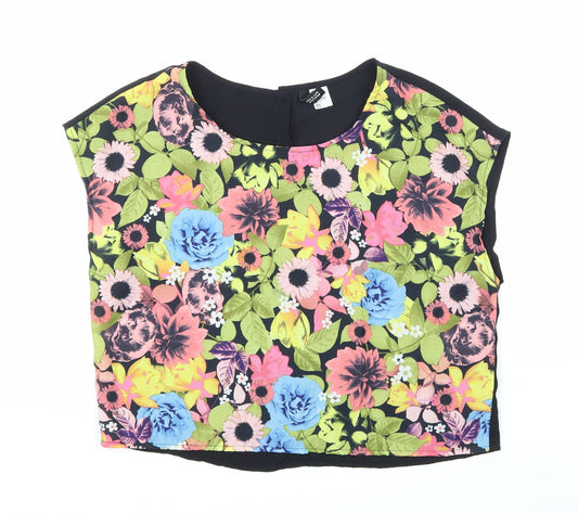 H&M Womens Black Floral  Basic Blouse Size 12