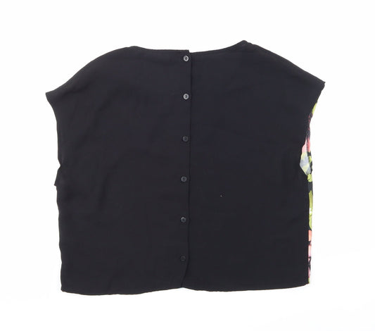 H&M Womens Black Floral  Basic Blouse Size 12