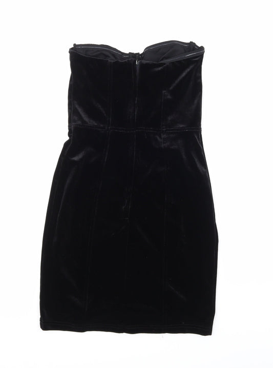 H&M Womens Black  Velour Mini  Size 8