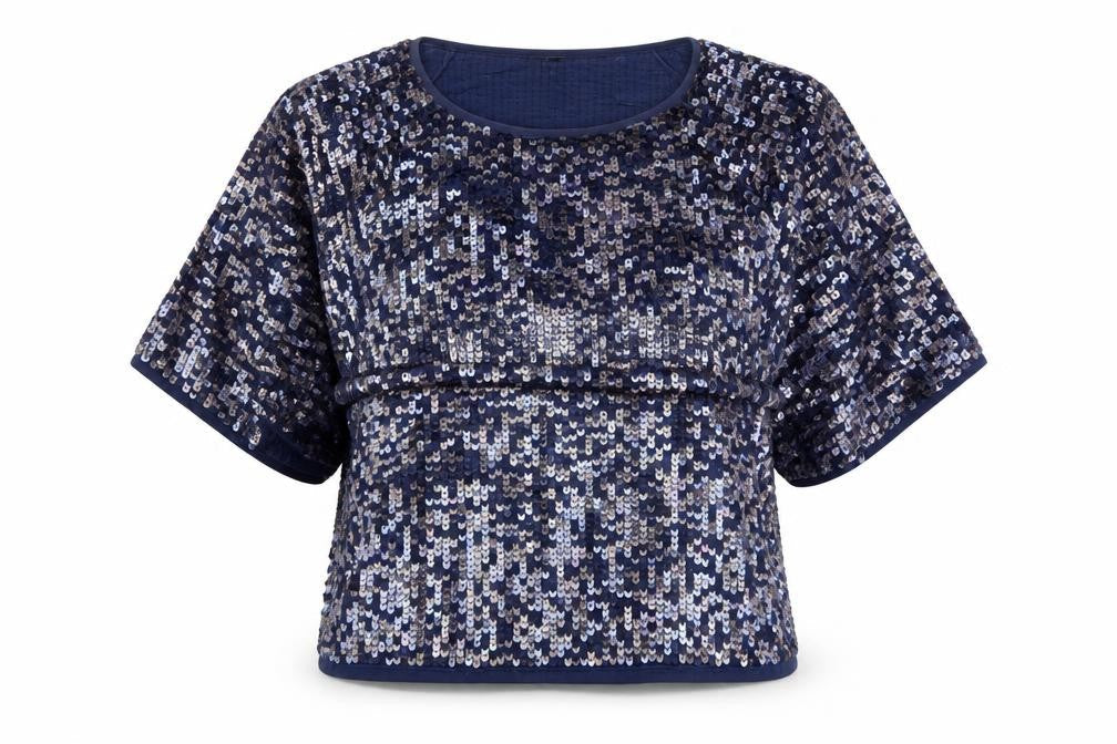 Front view of Topshop women’s blue basic t-shirt, size UK 4