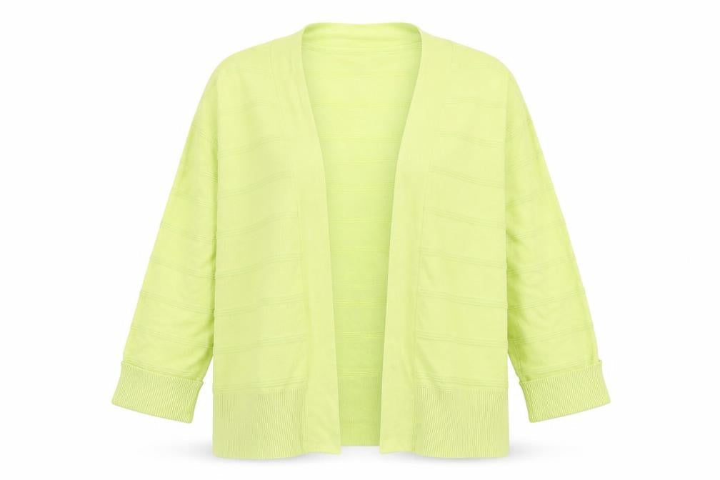 Front view of Hepburn women’s green cardigan jumper, size S