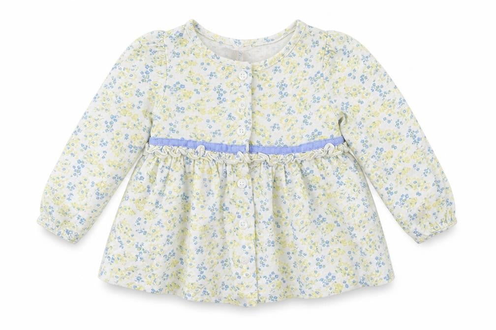 Front view of St Bernard girls’ white floral fit & flare, size 6-9, months