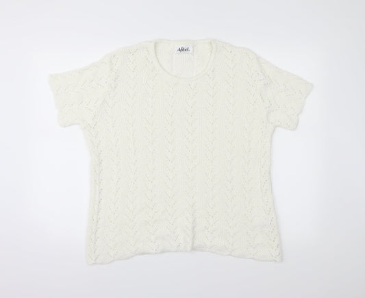 Afibel Womens White   Basic T-Shirt Size 20