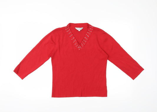 Carolyn Taylor Womens Red   Basic T-Shirt Size 12