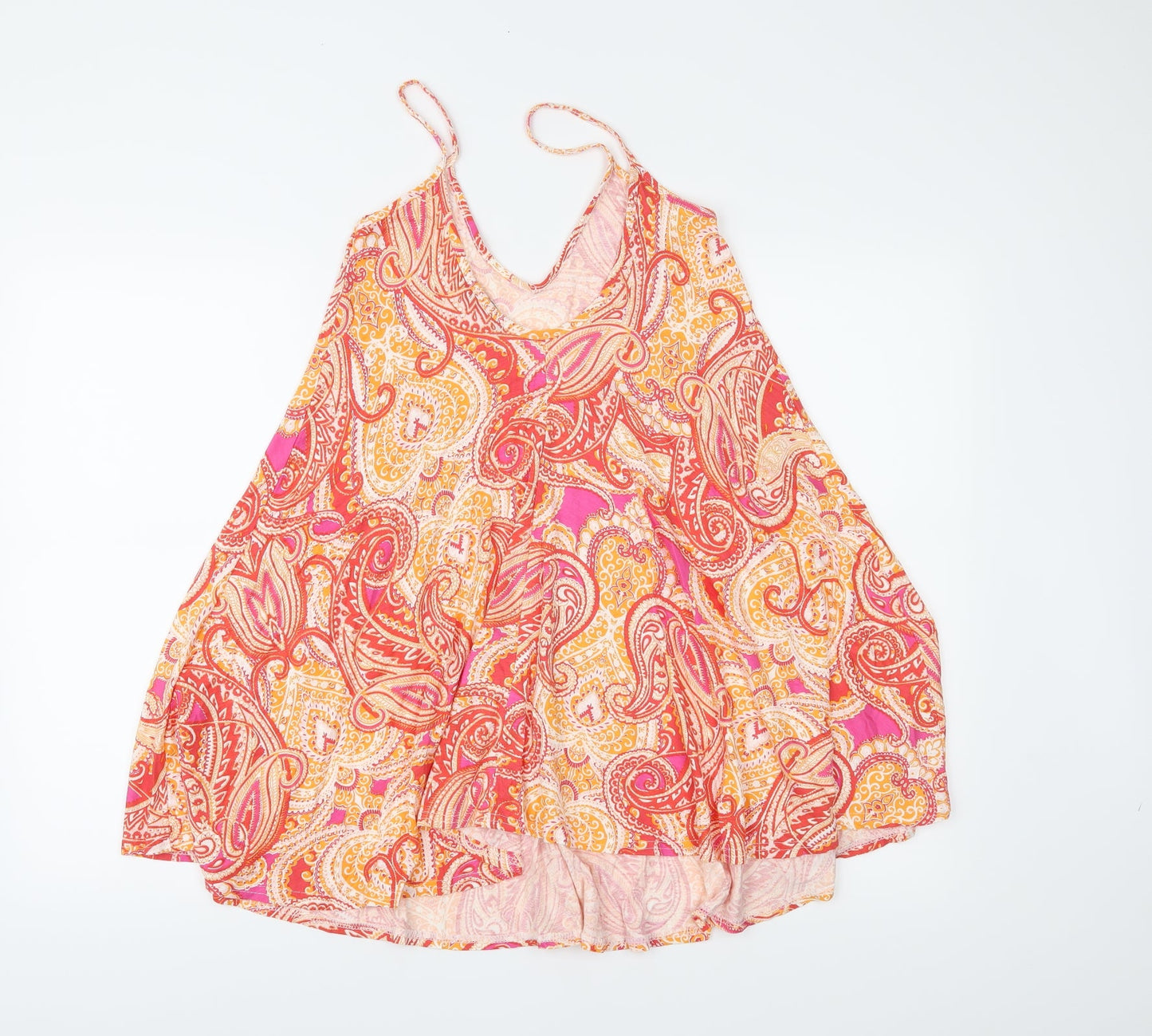 Boohoo Womens Orange Paisley  Basic Tank Size 8