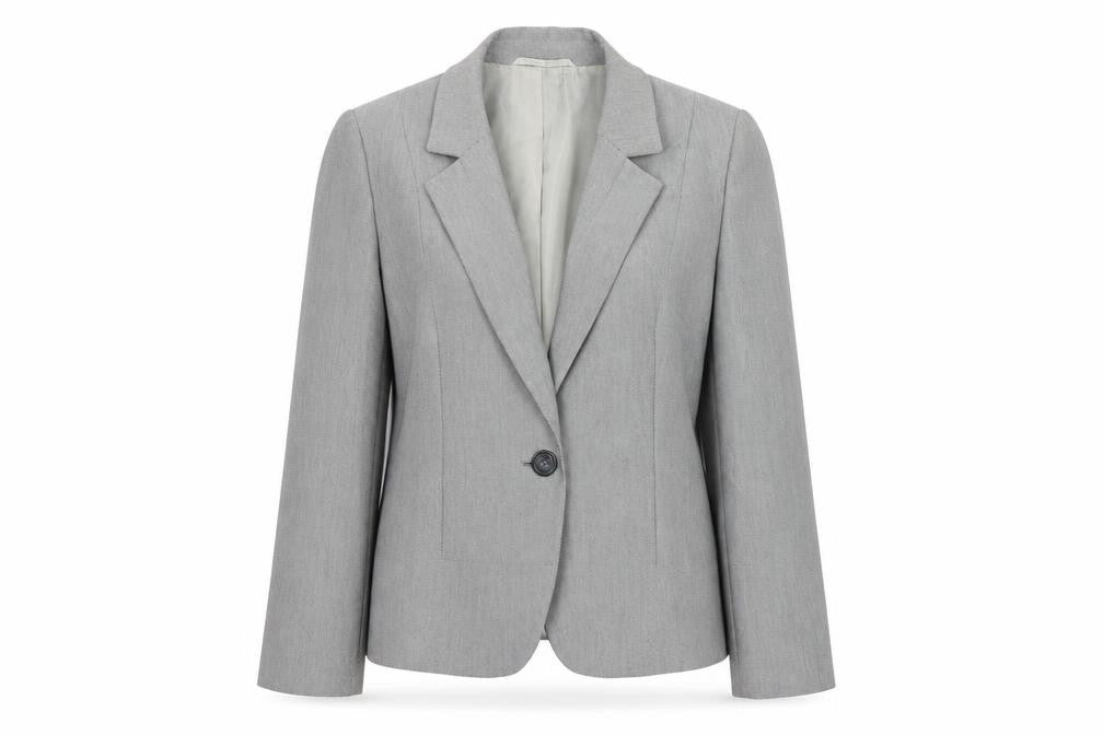 Front view of planet women’s grey jacket blazer, size UK 12