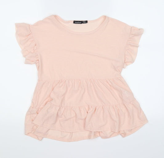 Boohoo Womens Pink  Chiffon Tunic T-Shirt Size 6
