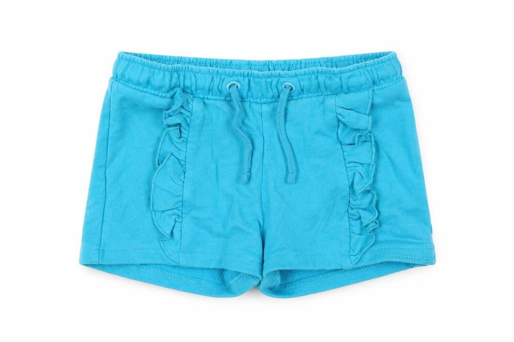 Front view of Marks & Spencer boys’ blue sweat shorts, size 2-3, years