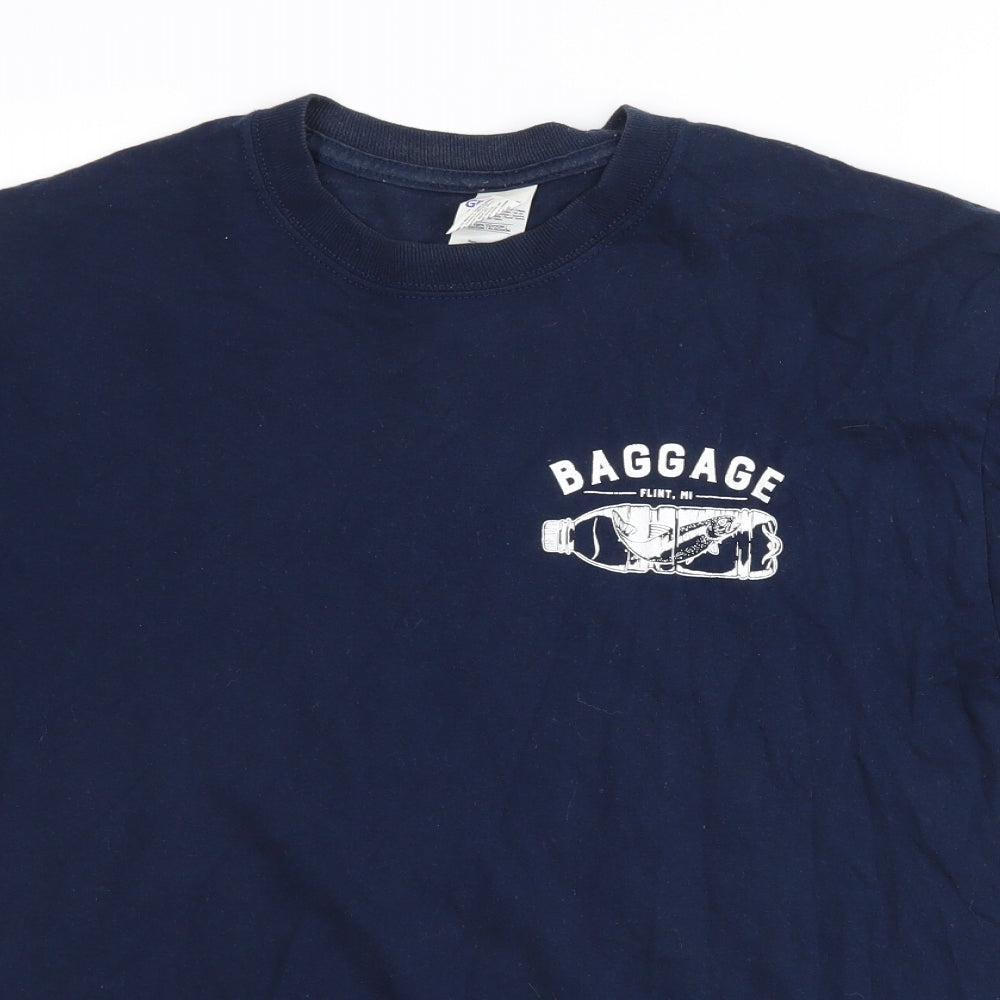 Gildan Mens Blue    T-Shirt Size M  - baggage flint,MI