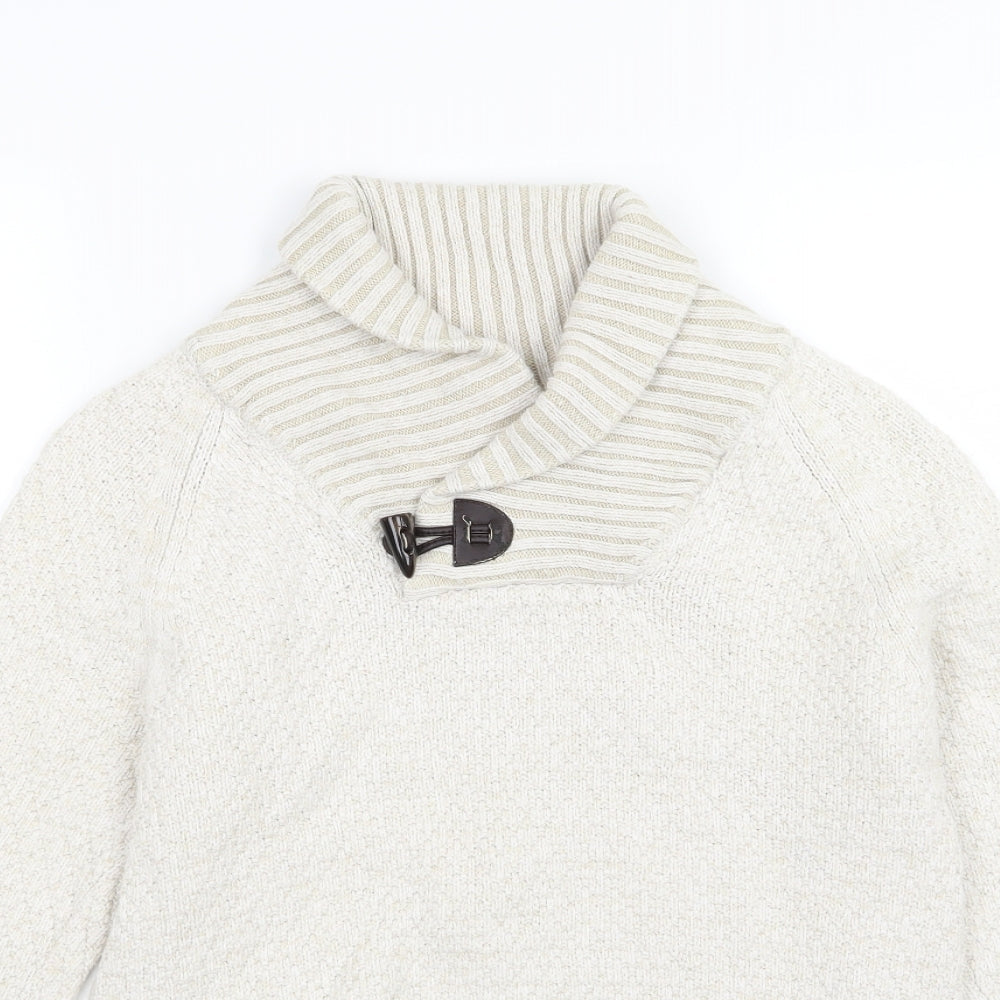 H&M Mens Beige  Knit Pullover Jumper Size S