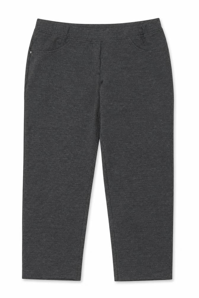 Front view of James Lakeland women’s grey cropped trousers, size L, 26-inch leg