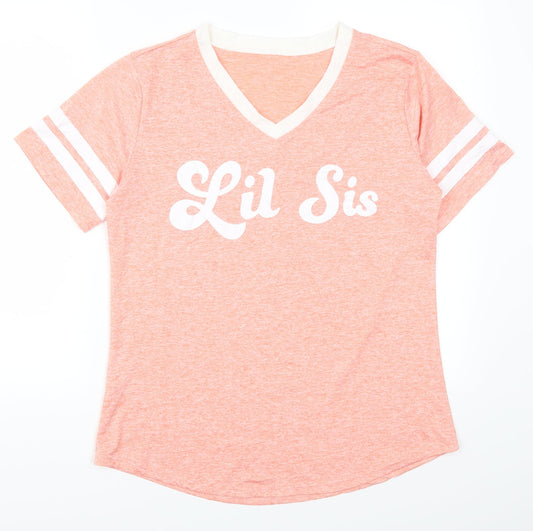 Preworn Womens Pink   Basic T-Shirt Size L  - Lil Sis