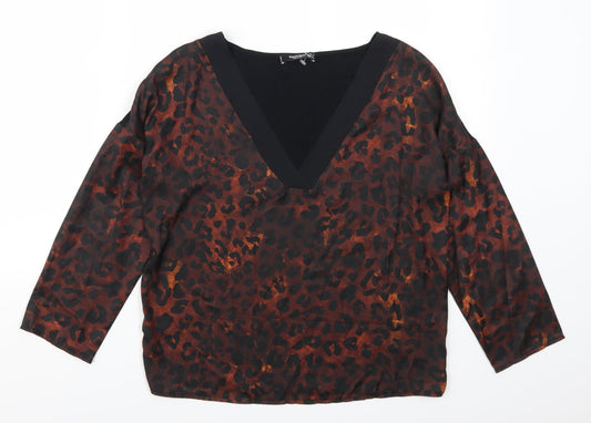 Mango Womens Brown Animal Print  Basic T-Shirt Size XS