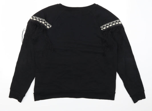 River Isalnd Womens Black Geometric  Pullover Sweatshirt Size M