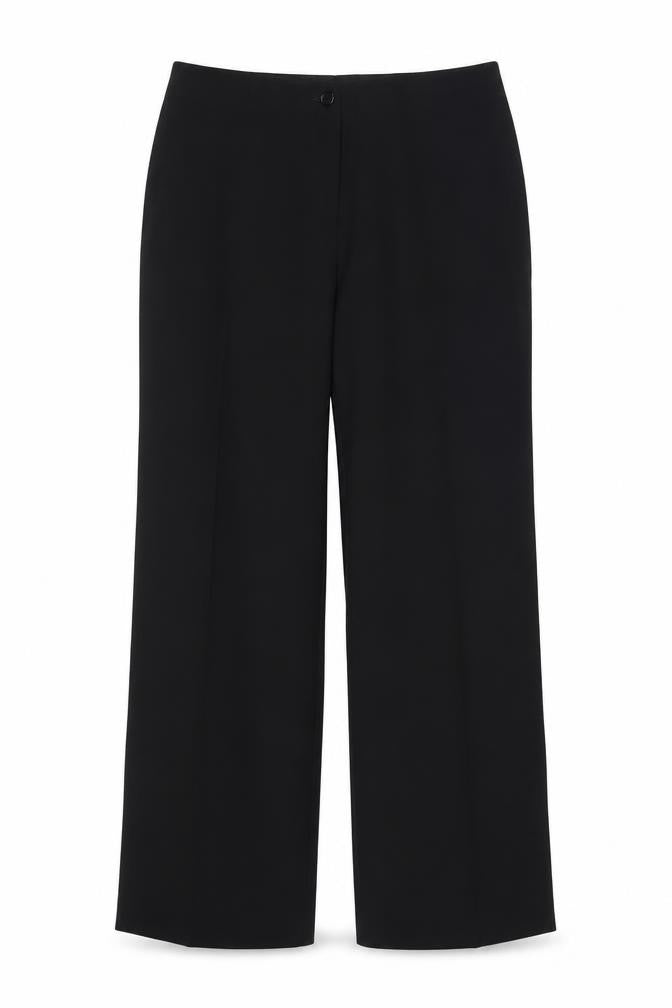 Front view of Viatvoli women’s black trousers, size UK 34, in, 32.5-inch leg