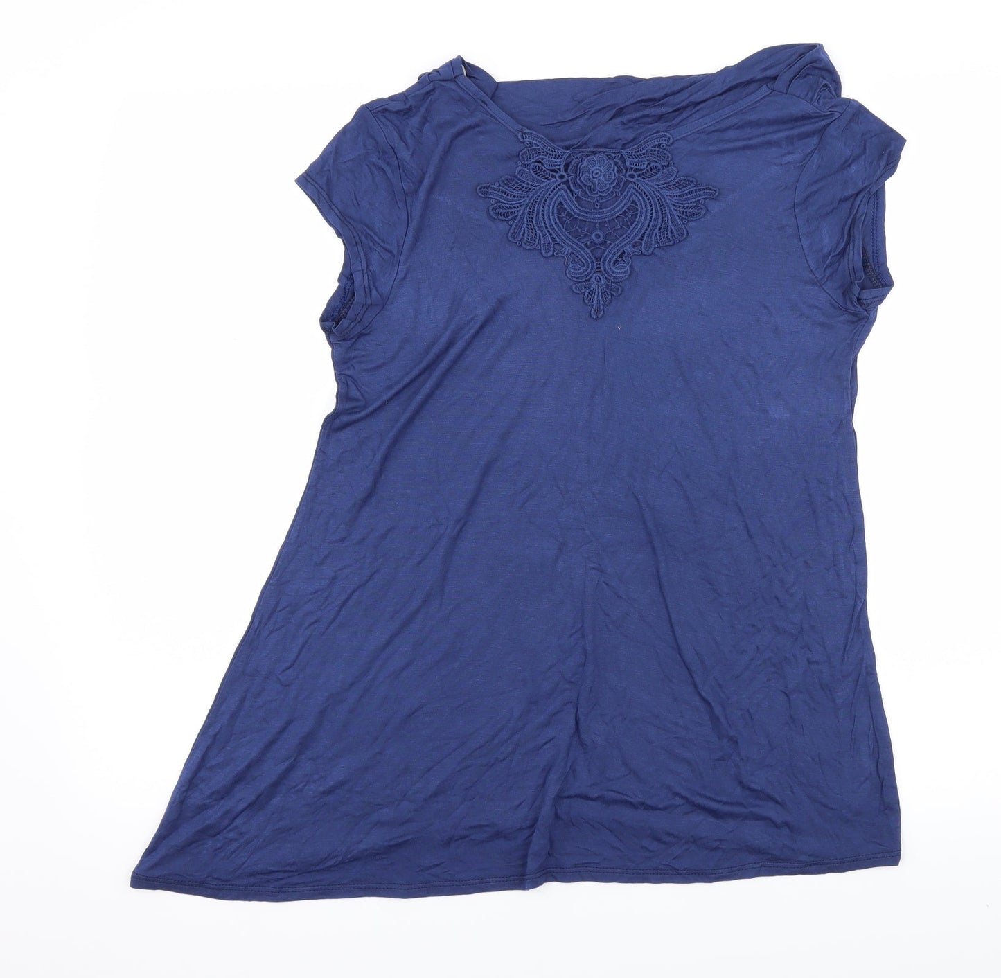 Preworn Womens Blue  Jersey Basic T-Shirt Size 12
