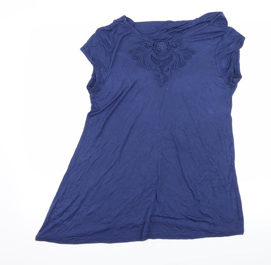 Preworn Womens Blue  Jersey Basic T-Shirt Size 12