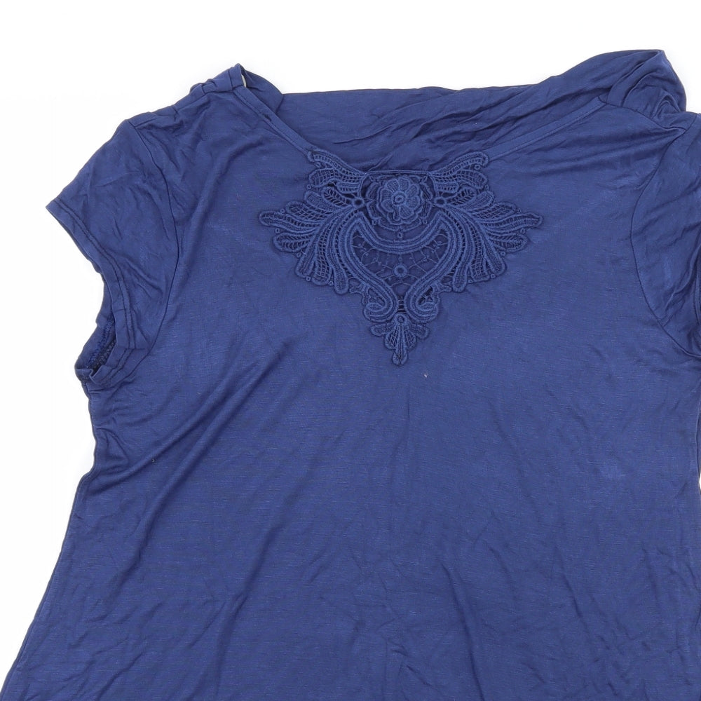 Preworn Womens Blue  Jersey Basic T-Shirt Size 12