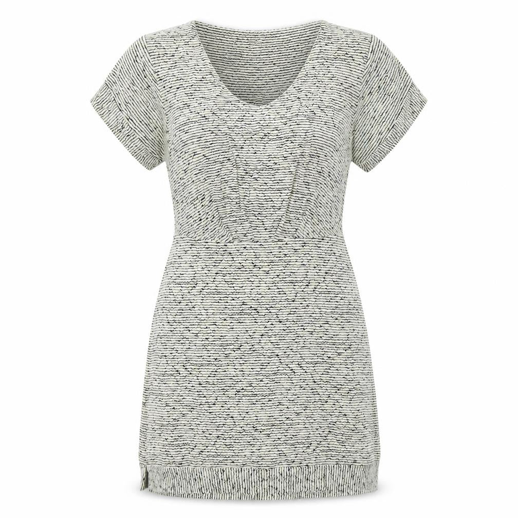 Front view of BCBGeneration women’s ivory striped a-line, size XS, - open back