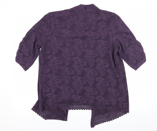 Anna Rose Womens Purple  Jersey Basic Blouse Size L