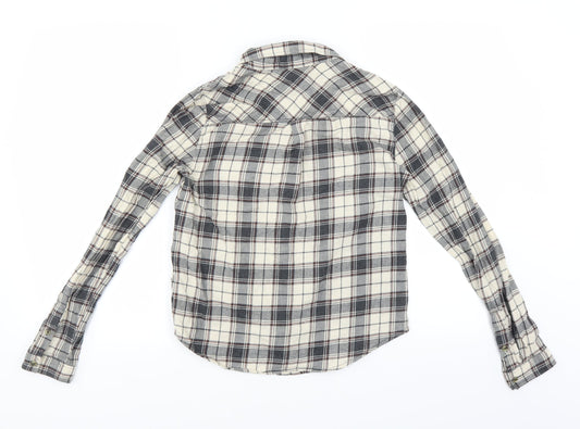FOREVER 21 Womens Grey Plaid  Basic Button-Up Size S