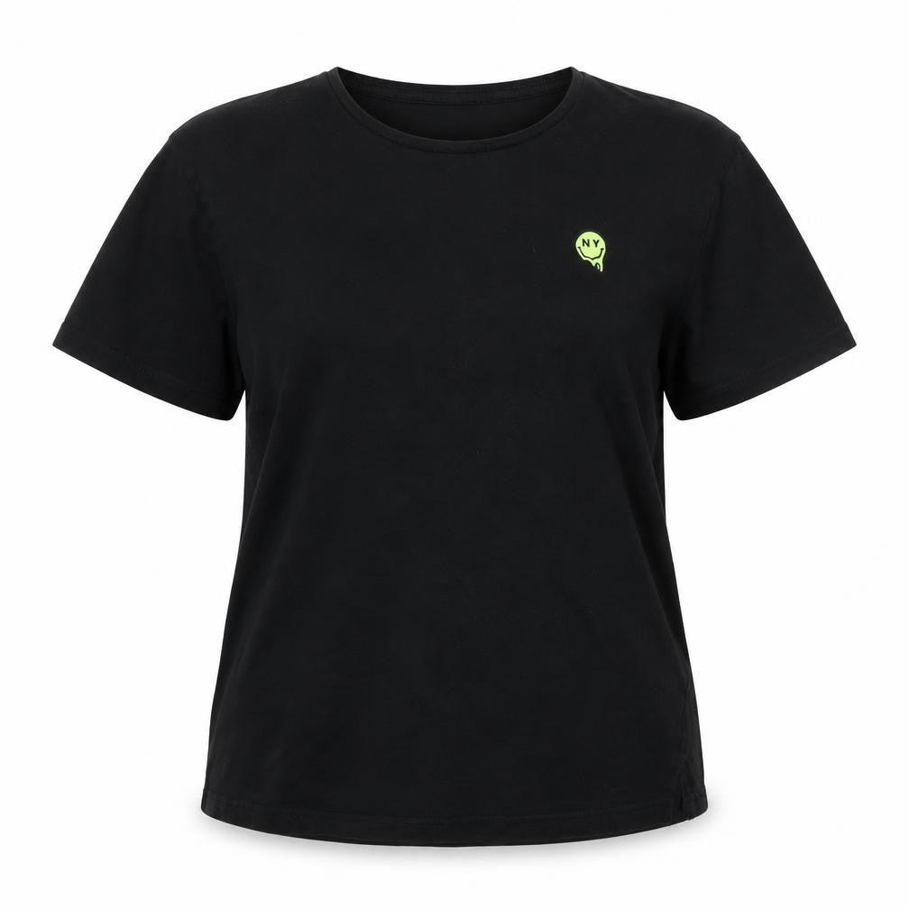 Front view of Premium Collection women’s black basic t-shirt, size M