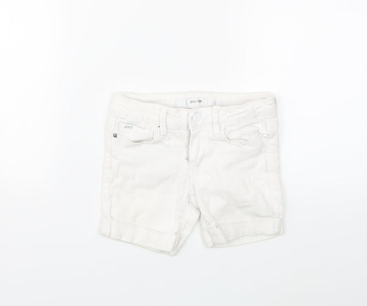 Preworn Girls White  Denim Hot Pants Shorts Size 4 Years