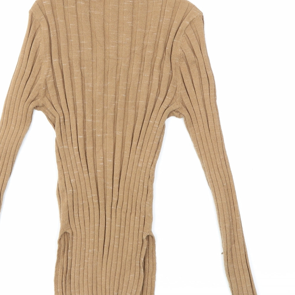 Topshop Womens Brown  Knit Pullover Jumper Size XS