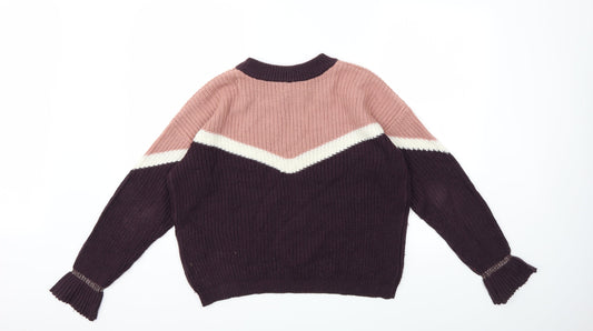 Pieces Womens Pink  Knit Pullover Jumper Size M